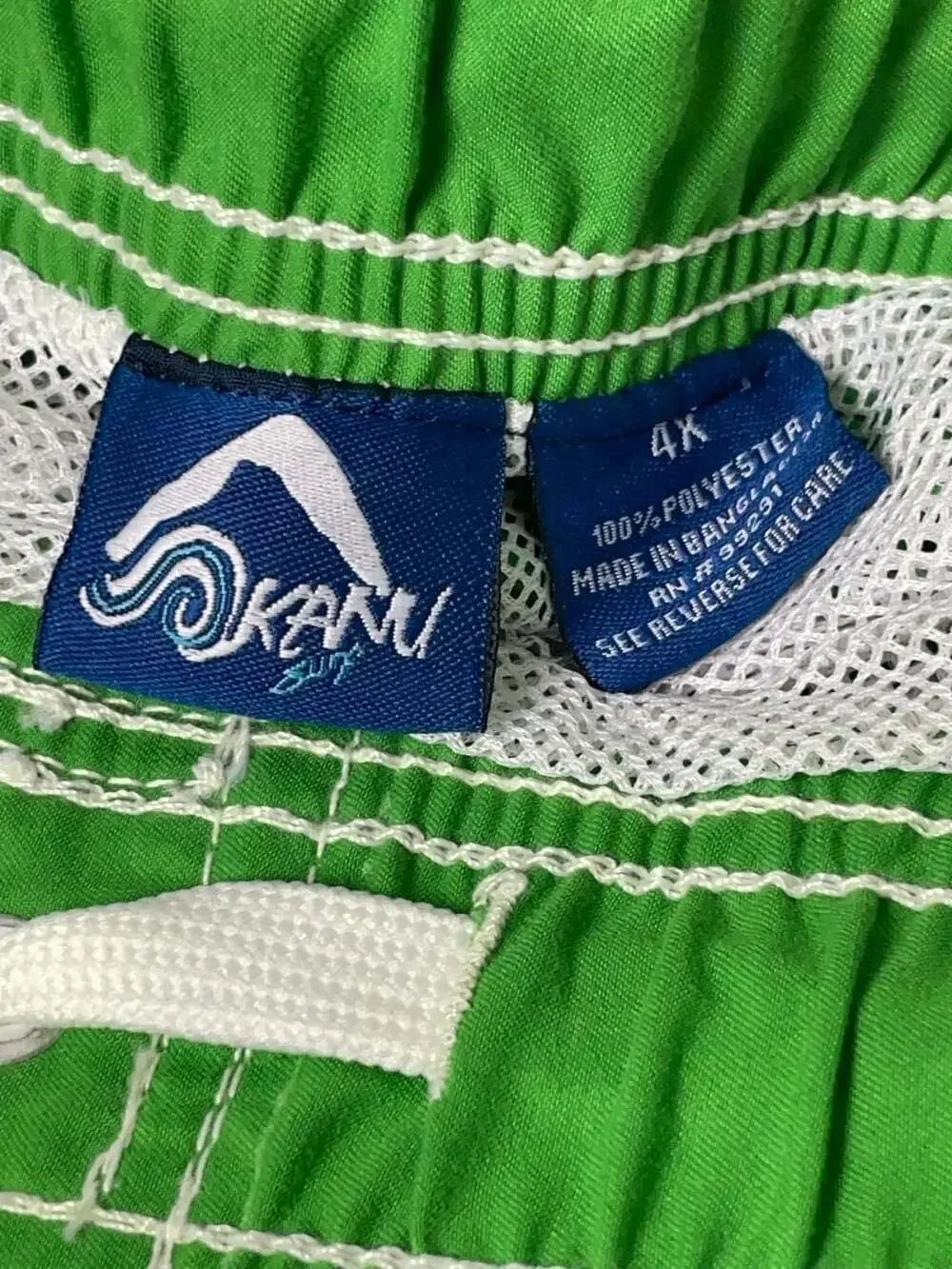 Kanu Surf Board Shorts 4X Green White Cargo Swim Trunks